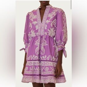 FARM Rio Purple and White Mini Dress